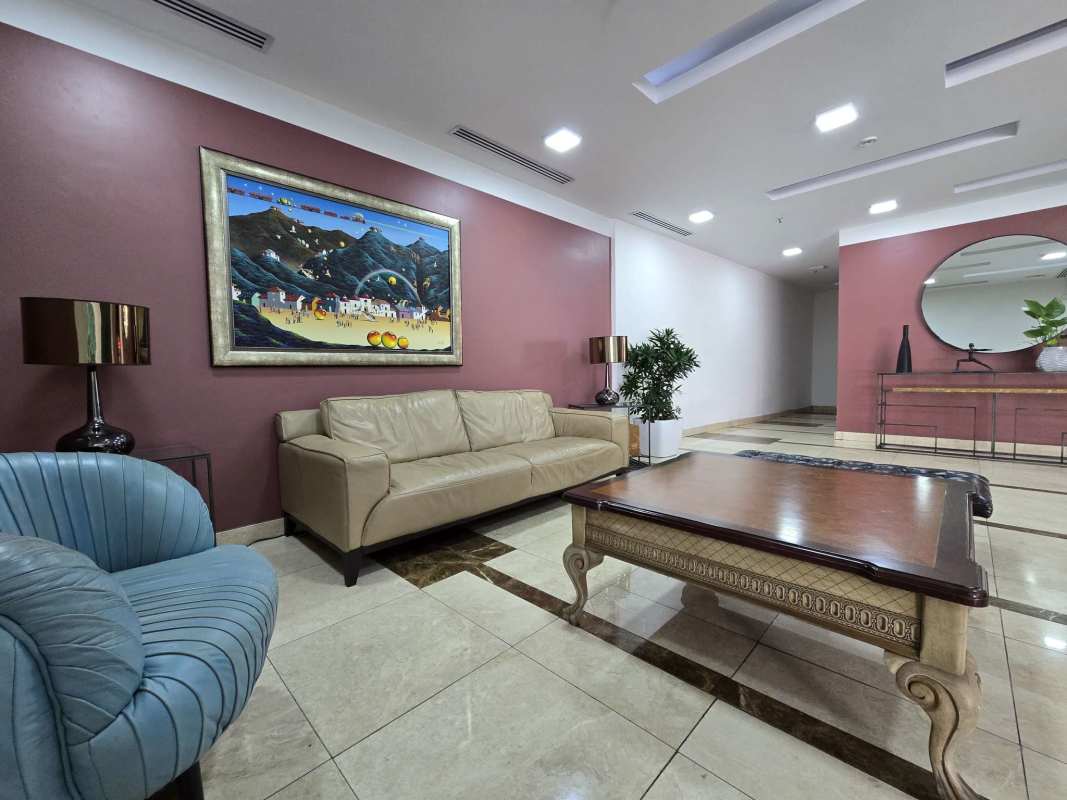 Balcony with skyline views from high floor PH Trinity El Cangrejo Panama City