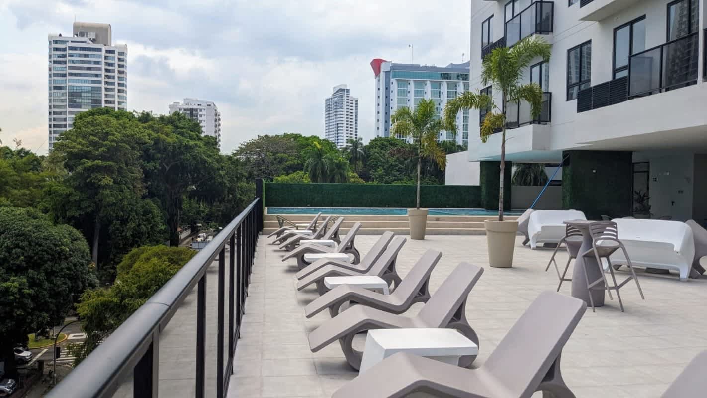 Granite countertop kitchen with stainless appliances in PH Costa Pacifica Panama
