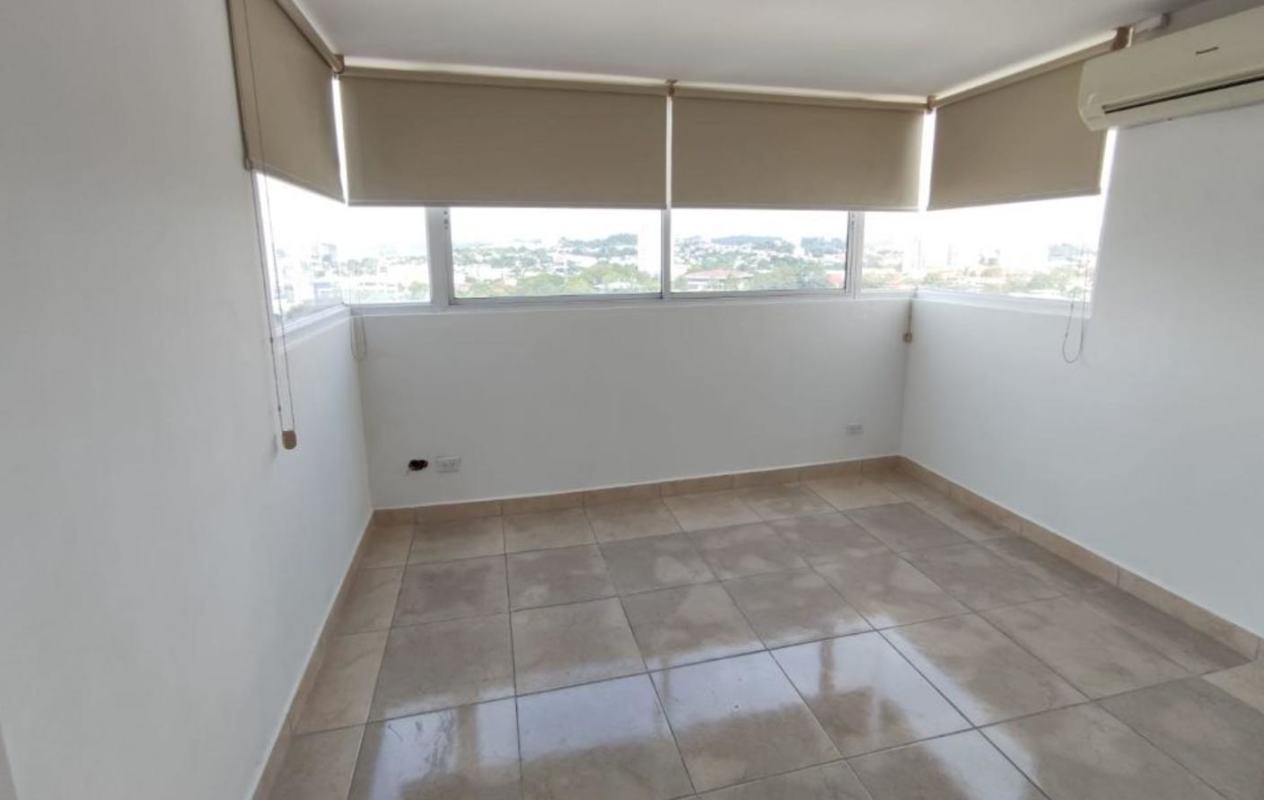 Bedroom with panoramic windows, roller blinds, AC unit PH Crystal Blue Panama City