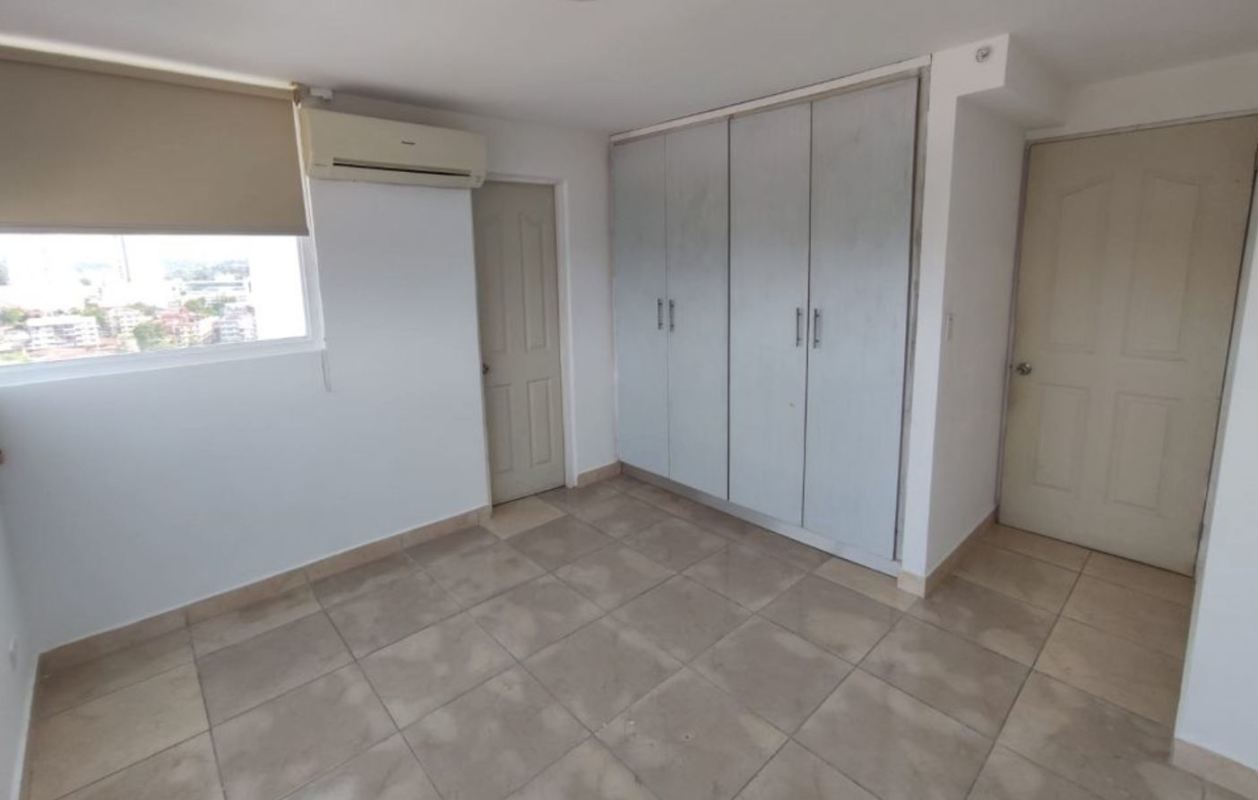 Empty bedroom large window with wardrobe and AC in PH Crystal Blue Panama City