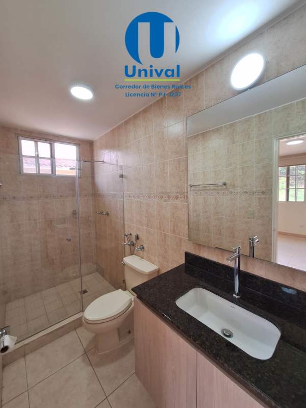 Remodeled full bathroom with granite counters and glass shower enclosure Balboa Panama