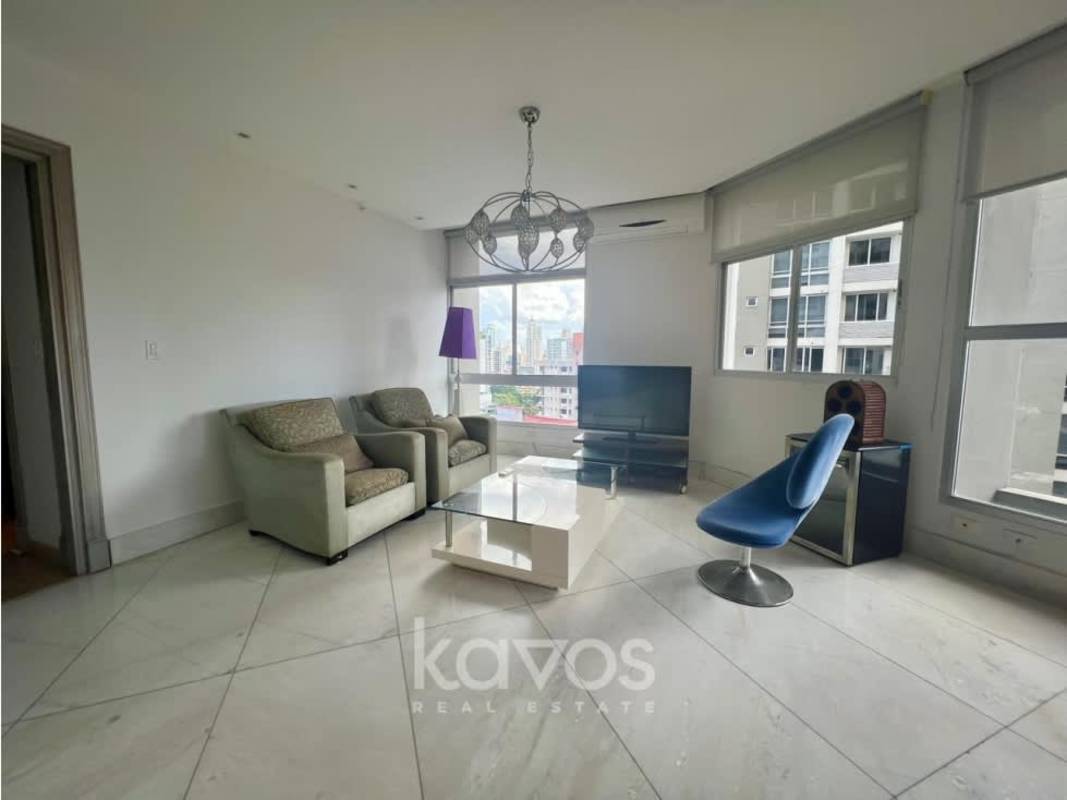 Large windows living room skyline views PH Luxor El Cangrejo Panama