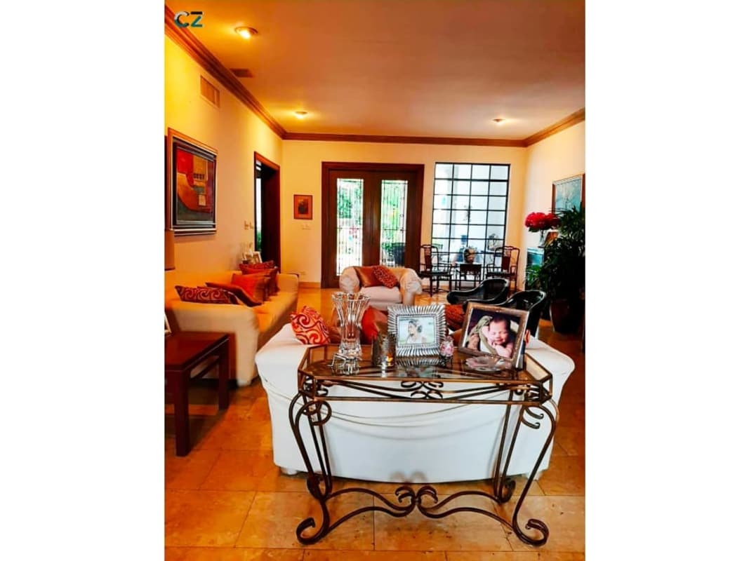 Spacious living room with marble flooring, high ceilings in San Francisco estate Panama