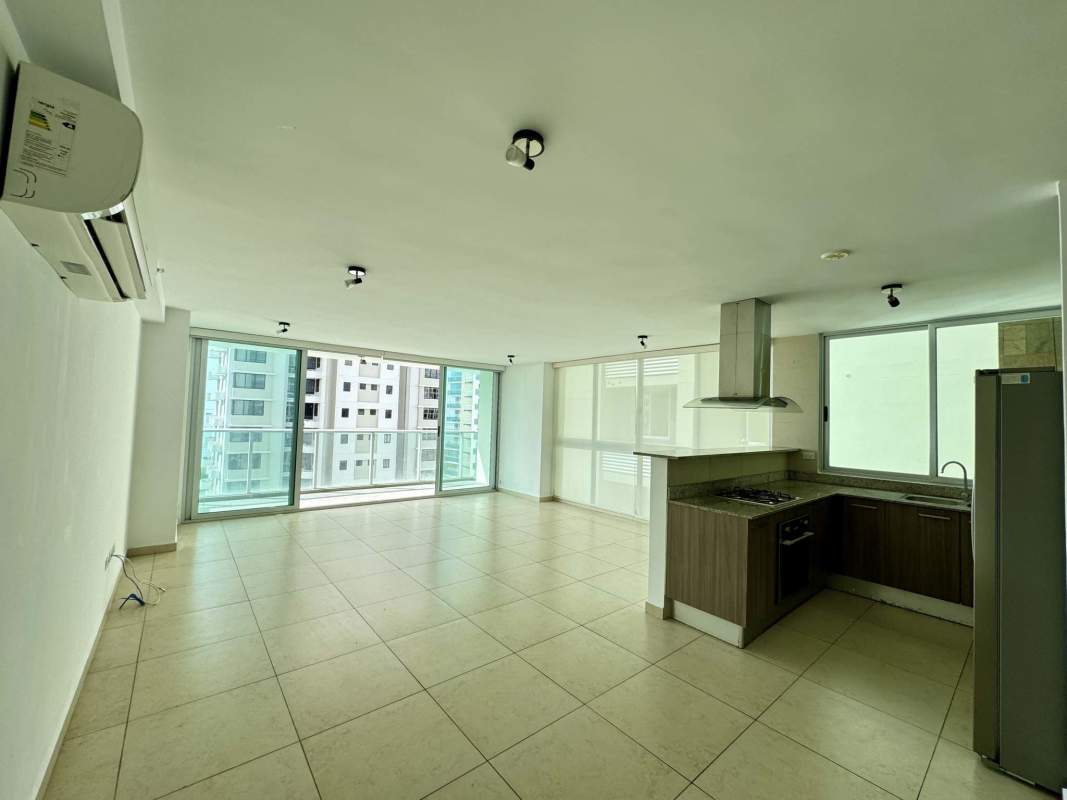 Furnished living room large windows balcony access PH Lumiere Costa del Este Panama