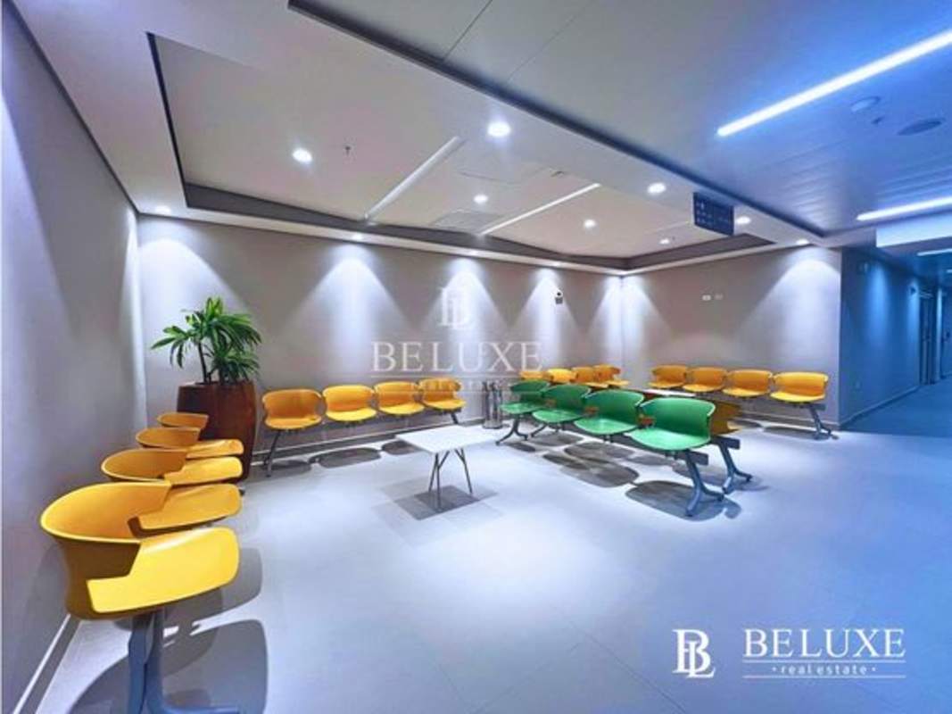 Bright spacious waiting lounge with colorful seats Town Center Costa del Este building Panama