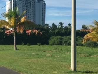 Gated fenced driveway with palm trees at Sol y Mar Playa Complex Panama