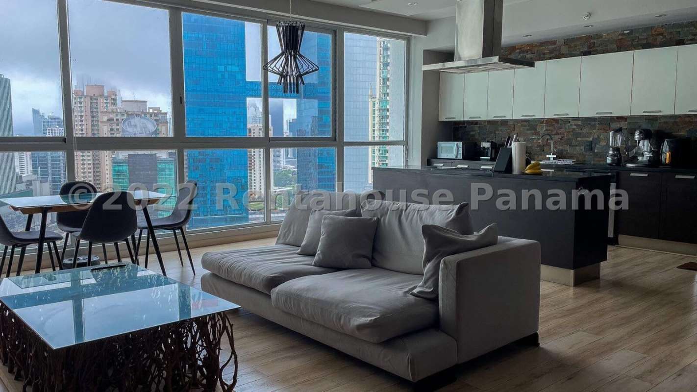 Master bedroom floor-to-ceiling windows with ocean views at PH Ocean Club Punta Pacifica Panama