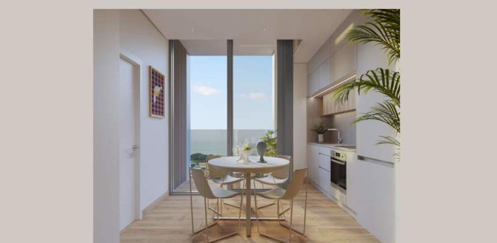 Modern kitchen with granite countertops and wood cabinets in PH Focus San Francisco Panama