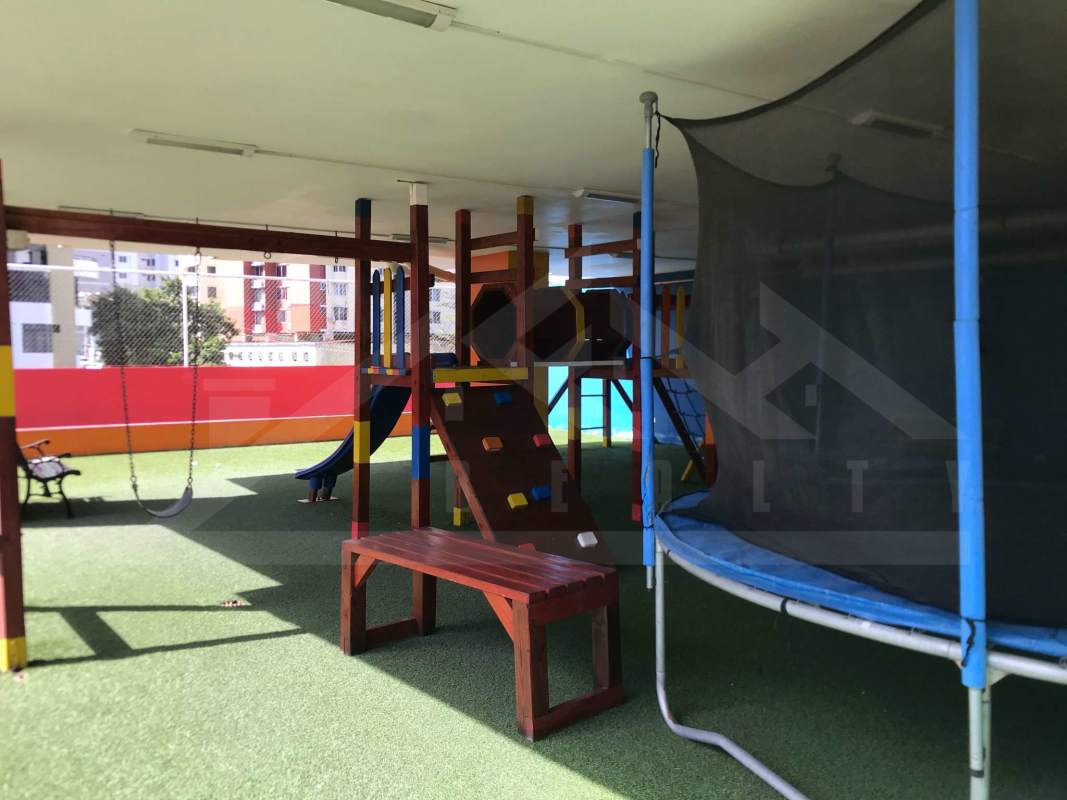 Empty second bedroom with large window, tiled floor in PH Villa de las Fuentes Panama