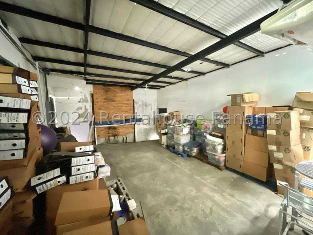 Storage room with boxes, shelving inside commercial property Panama City