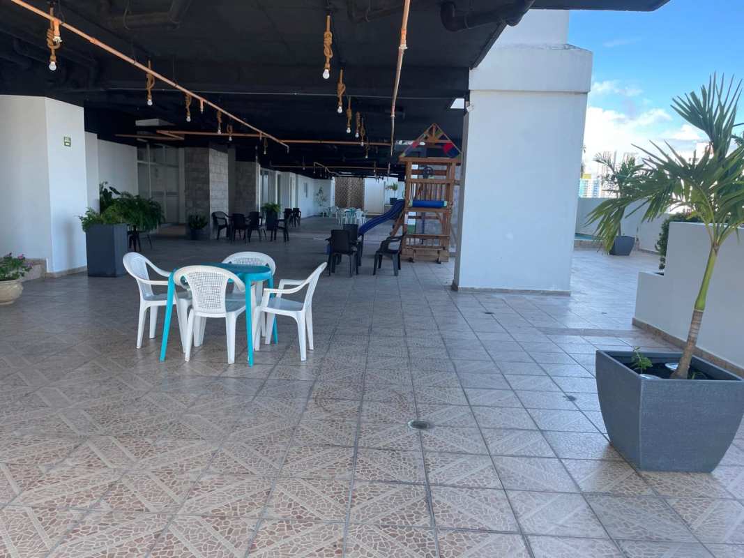 Large terrace with children's playground, lighting and outdoor seating PH Plaza Valencia Panama