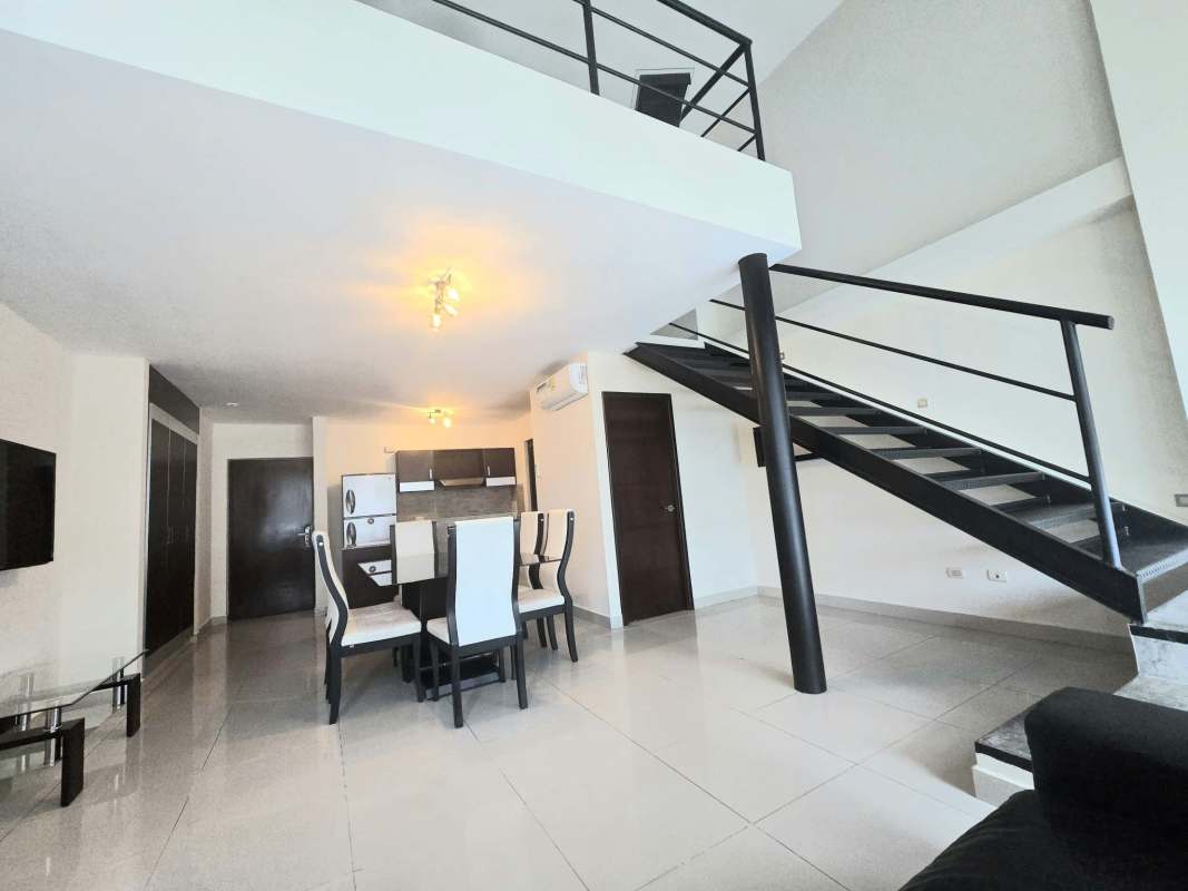 Modern kitchen with granite countertops stainless appliances PH El Cangrejo Panama Rental