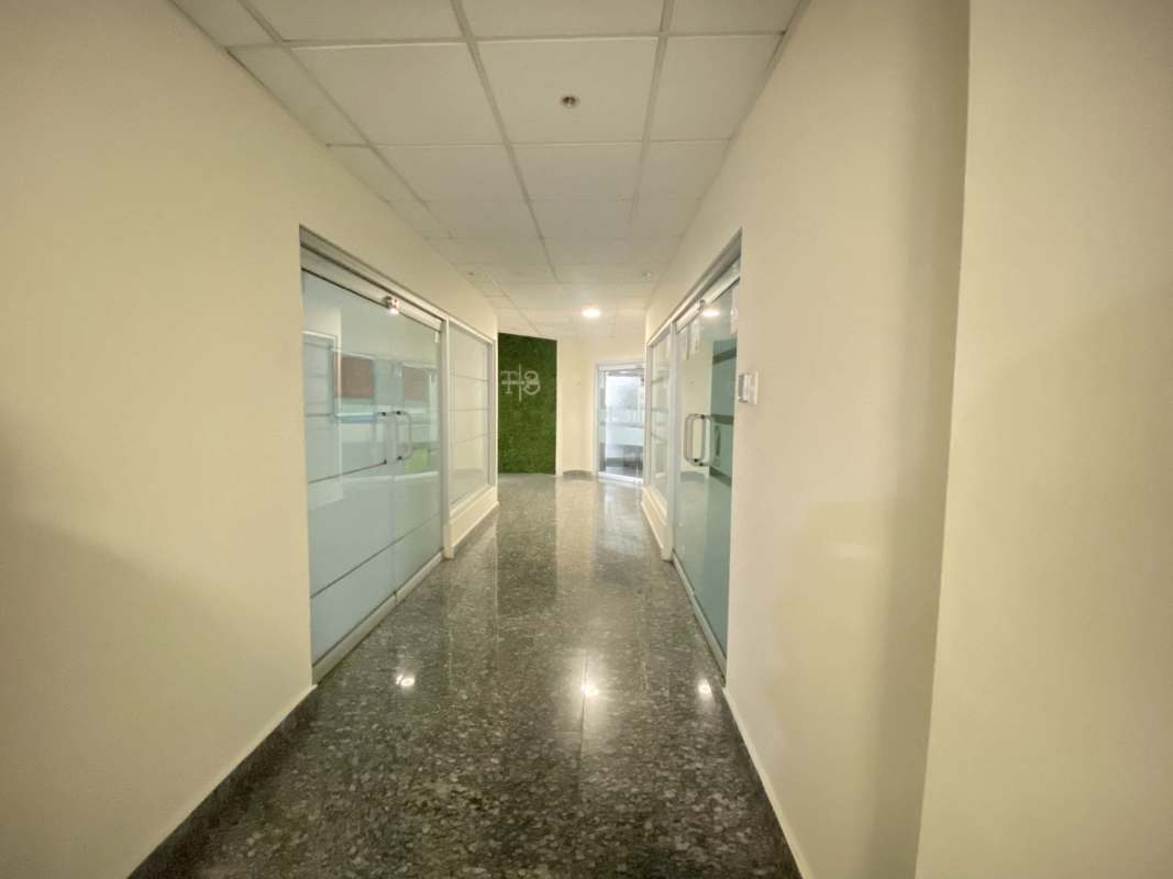 Private enclosed office with panoramic window city skyline Ocean Business Plaza Panama