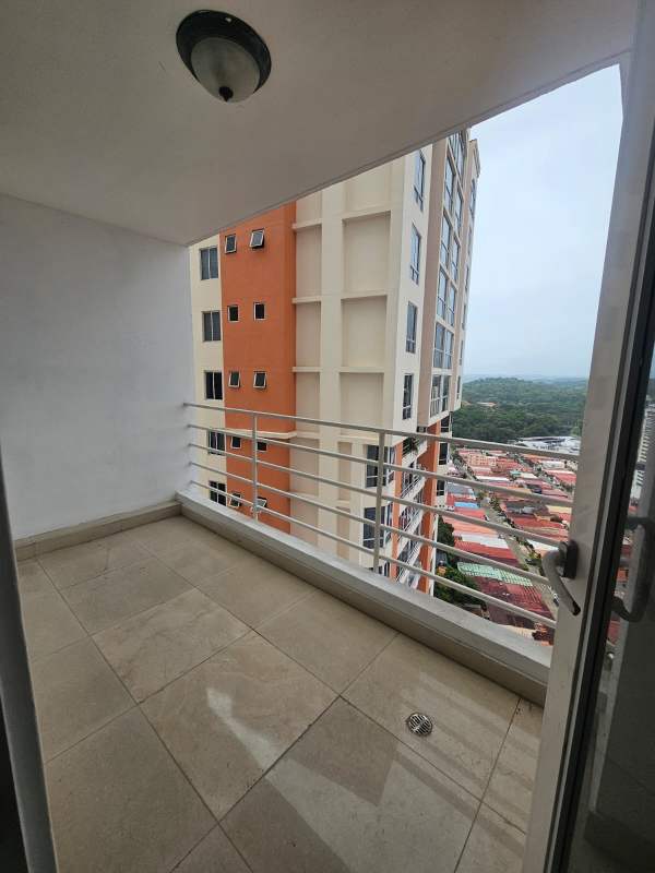Balcony with cityscape view overlooking Panama City at PH Dos Mares View high-rise