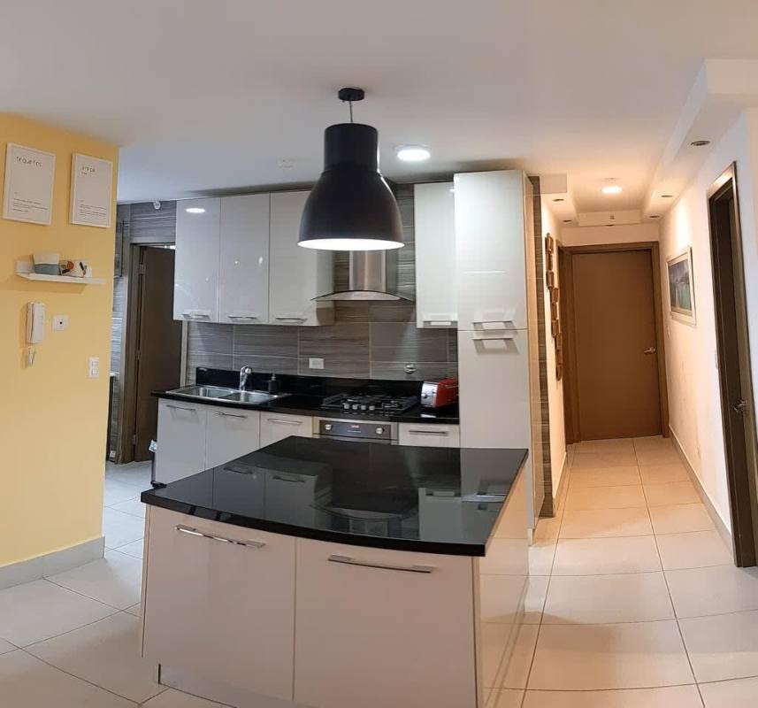 Modern open plan living and dining room with city views PH Park City Panama