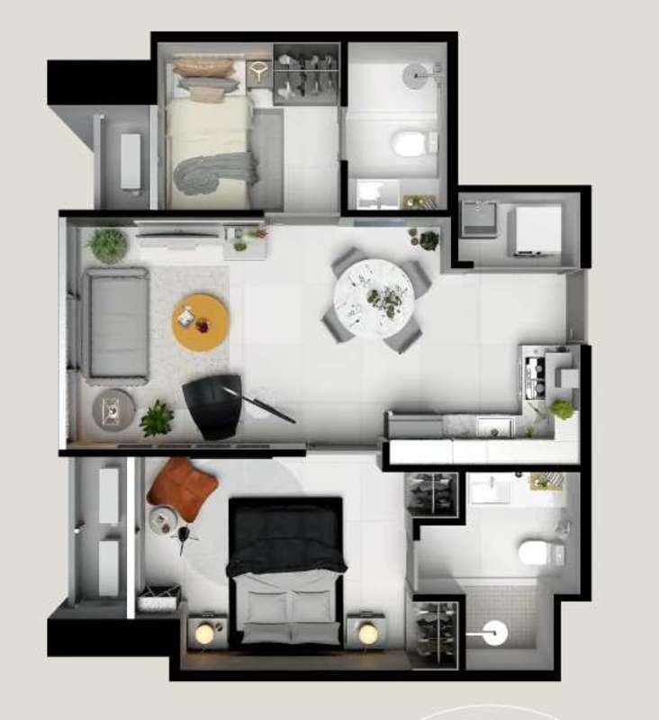 Sample two-bedroom apartment floor plan at PH Vía España Park Lefevre Panama