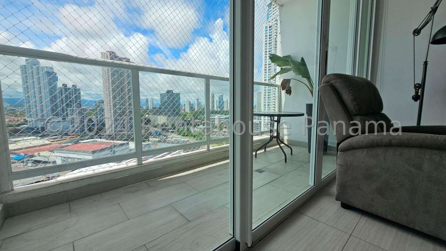 Luxury infinity pool overlooking city skyline in Costa del Este apartment Panama