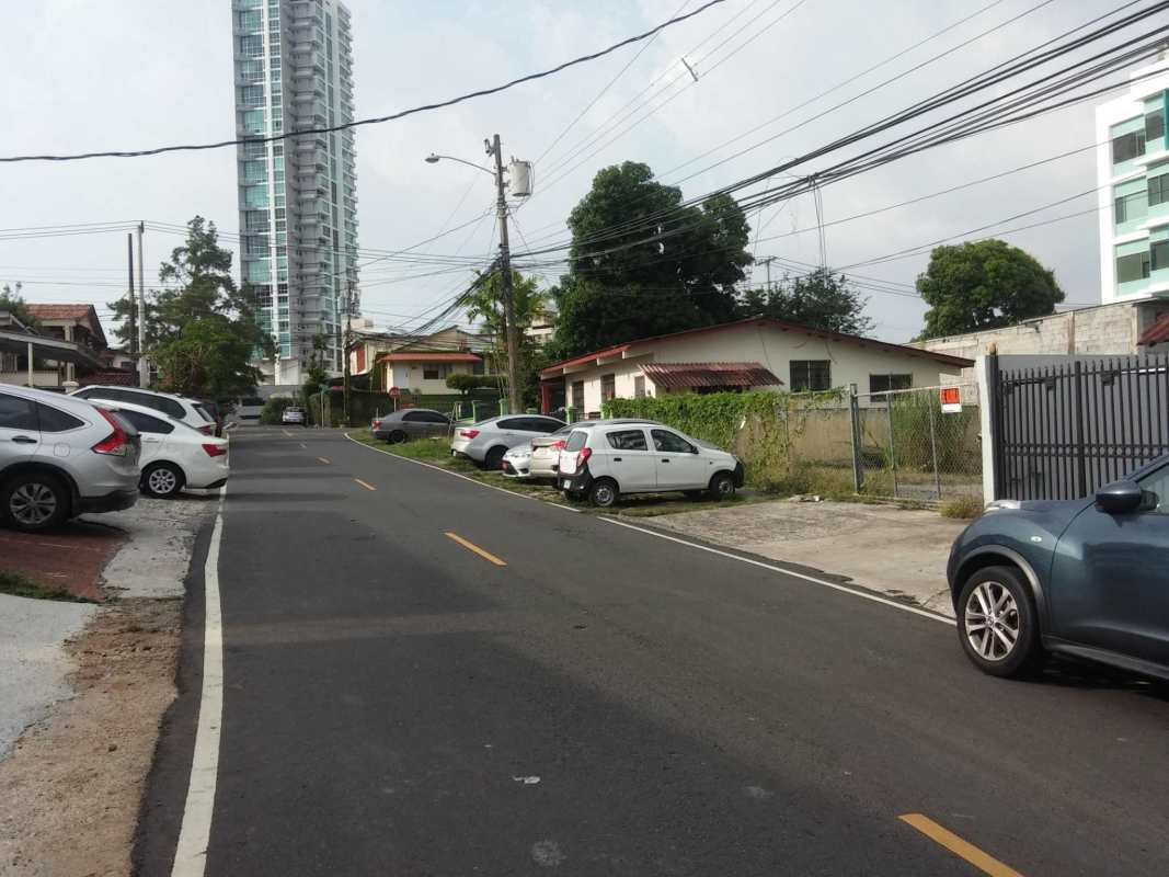 Urban street view with access to the land for sale in San Francisco Panama City
