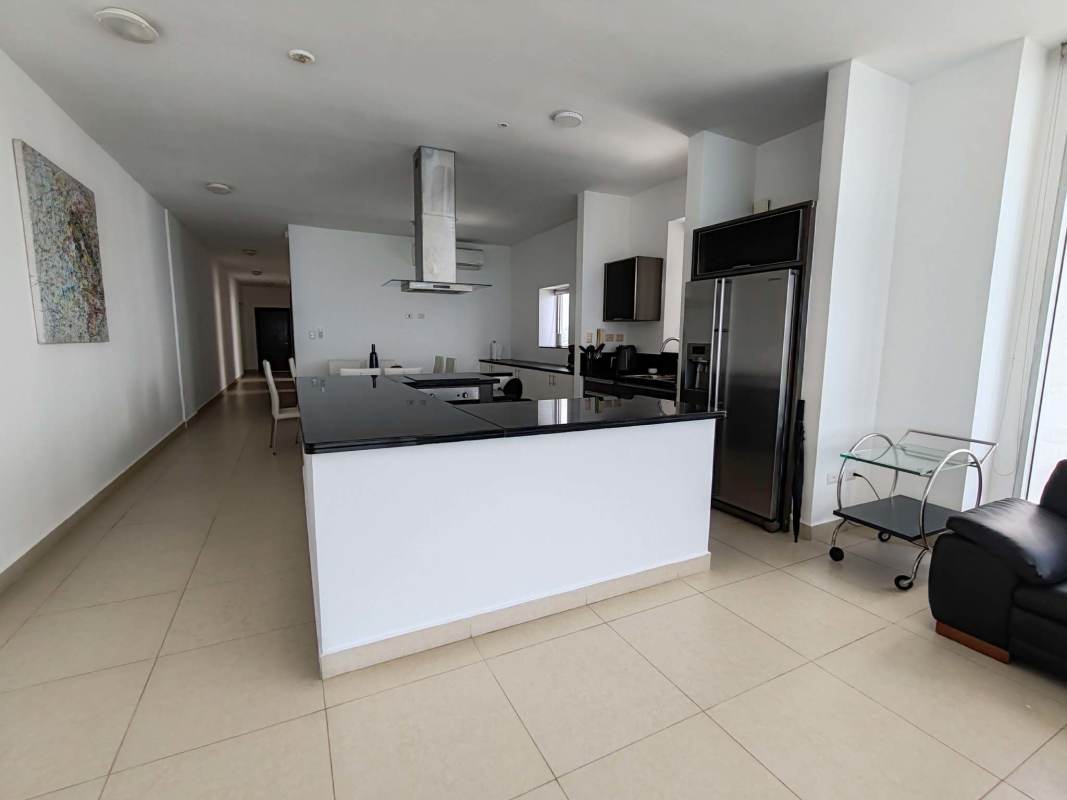 Balcony views over Pacific Ocean Cinta Costera from PH Rivage Tower Panama City