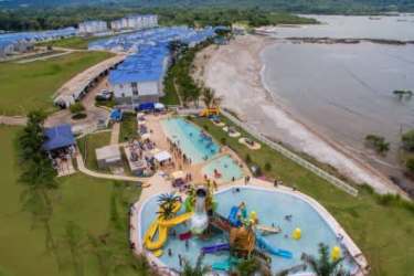 Beachfront view with pools water slides gardens Playa Dorada Panama