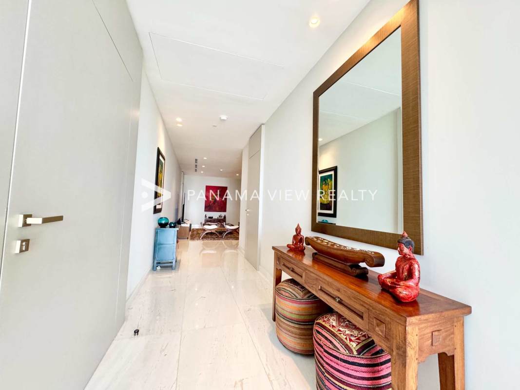 Modern bathroom with marble countertops and walk-in shower La Maison by Fendi Santa Maria Panama