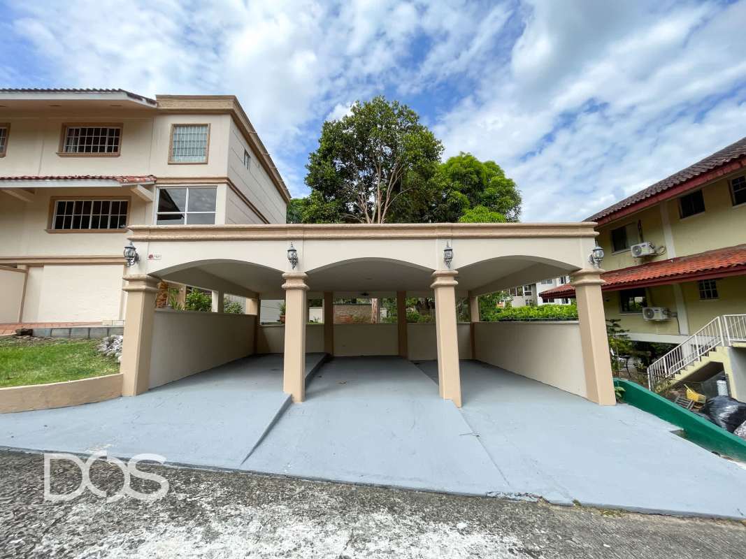Elegant spacious living dining room with brick accent wall Albrook Panama house