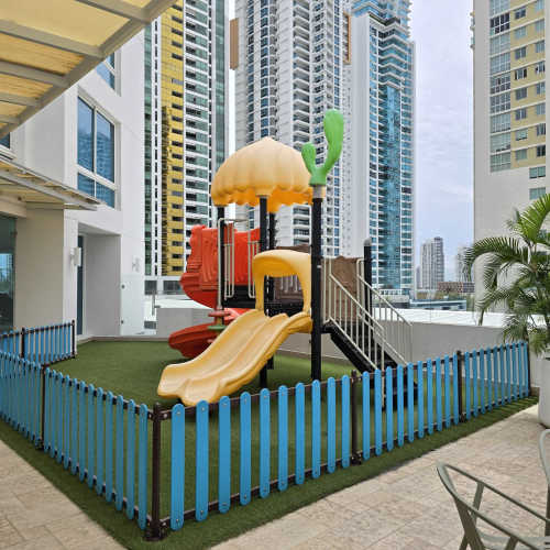 Large bedroom with floor-to-ceiling window in PH Pijao Costa del Este Panama apartment