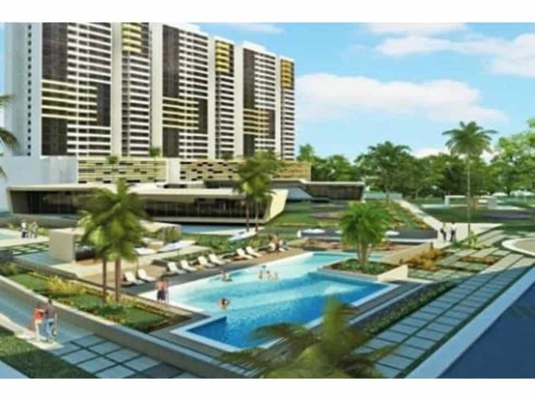 Modern kitchen with granite countertops and cabinetry in Condado del Rey Panama apartment