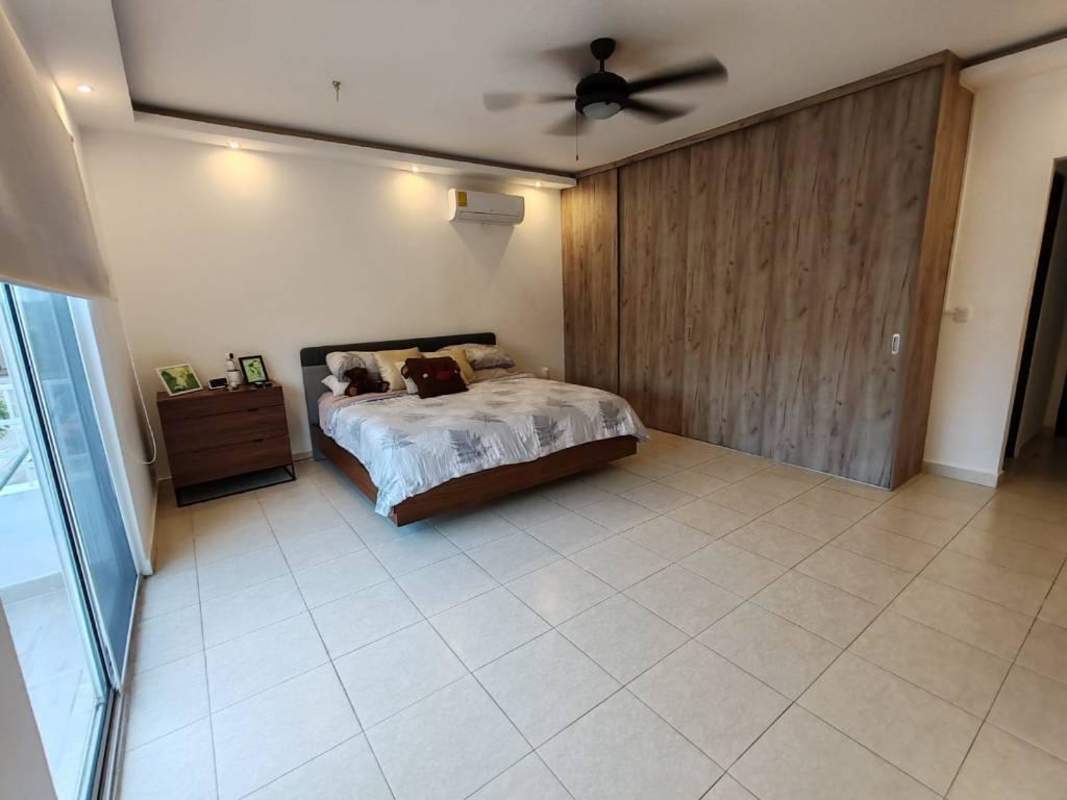 Contemporary bathroom with double vanity sinks and walk-in shower Costa Sur Panama