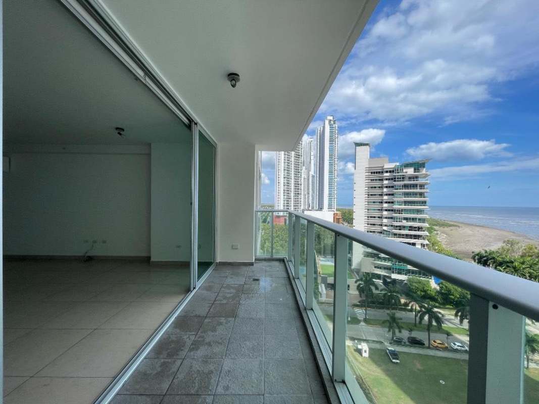 Ocean and skyline panoramic view from balcony at PH Lumiere Costa del Este Panama City