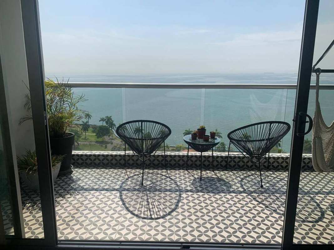 Panoramic balcony with oceanfront view renovated condo PH BICSA Tower Panama City