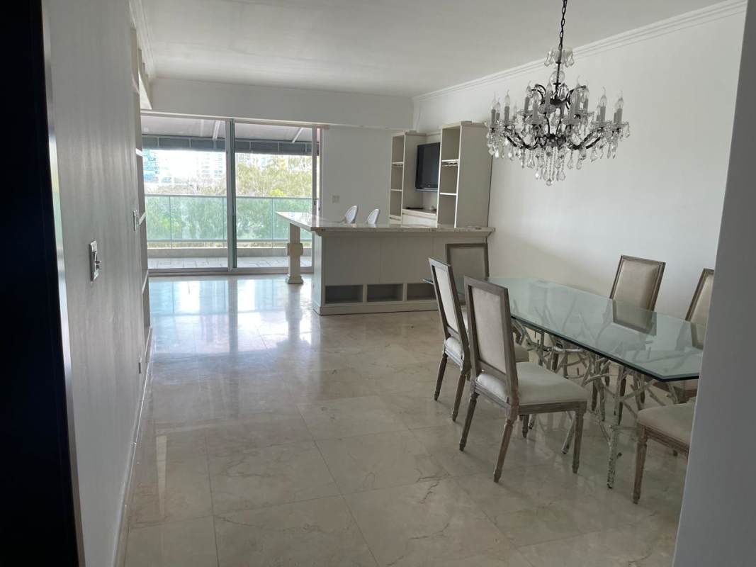 Elegant bathroom with double sink vanity, glass shower in PH Costa Real Tower Costa del Este Panama