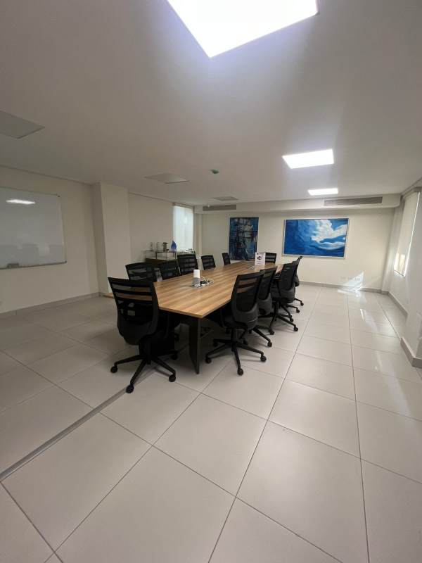Bright open meeting area with large windows inside Quarry Heights office complex Panama City