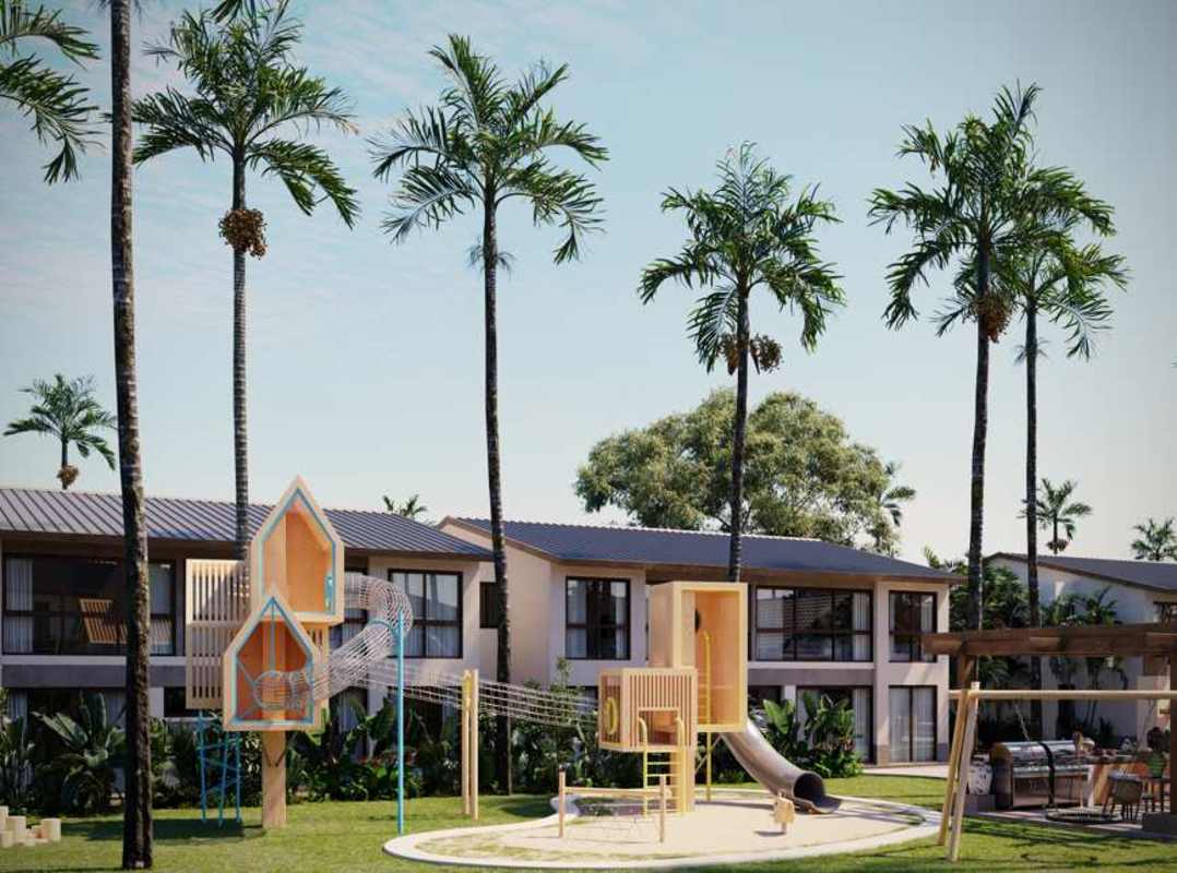 Beachfront condominiums by pool and pergola lounge at Punta Chame Panama