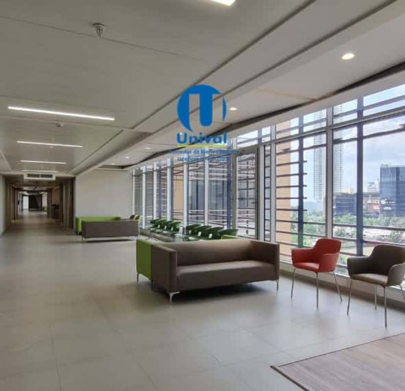 Spacious commercial lobby with seating and natural light Town Center Costa del Este Panama