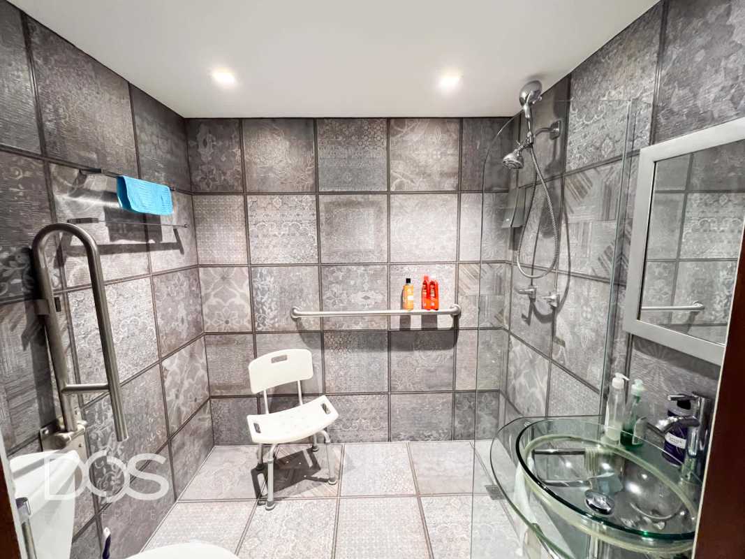 Contemporary home office with desks, lighting, wall art in remodeled house Clayton Panama