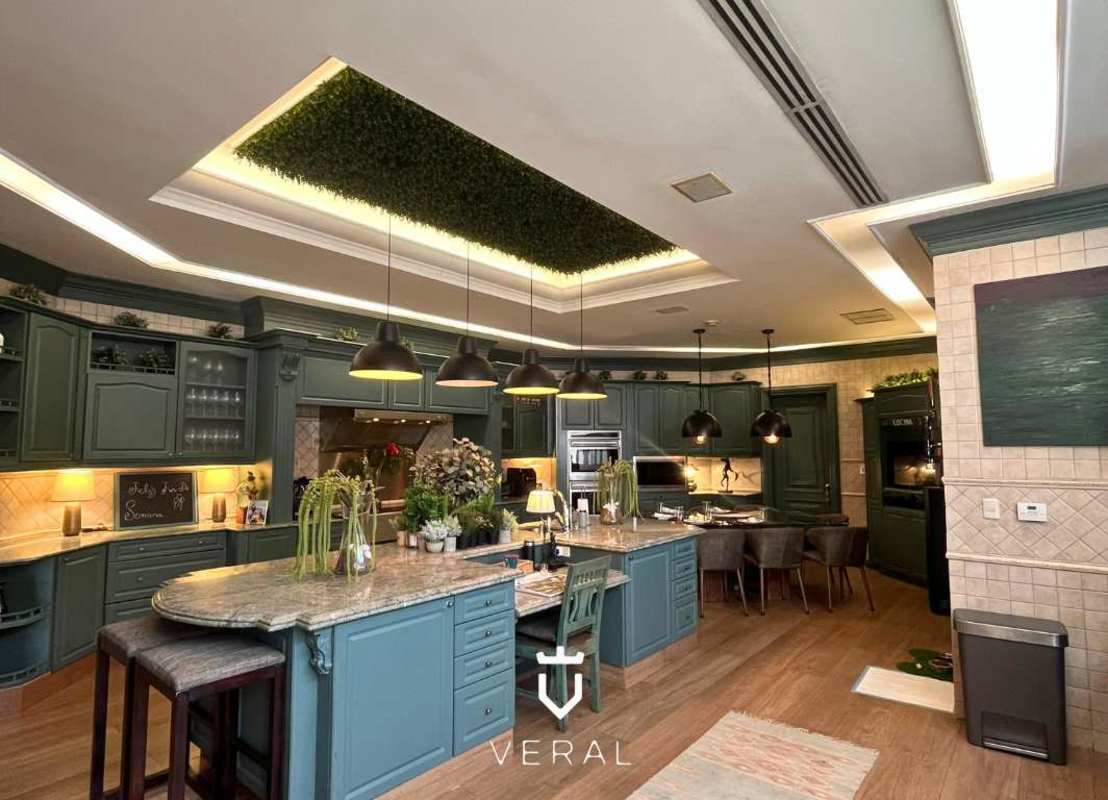 Private backyard with pool, BBQ terrace, lush garden in luxury home Royal Pacific Costa del Este Panama