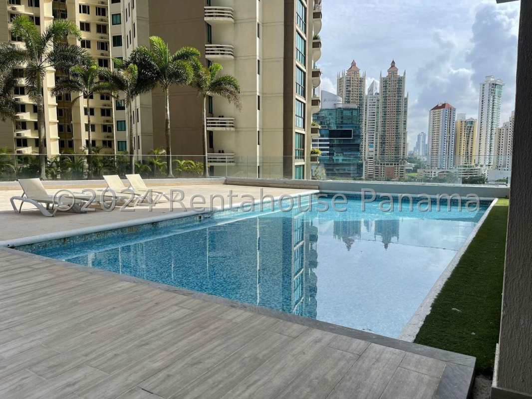 Elegant contemporary lobby area of PH Q Tower in Punta Pacifica Panama City