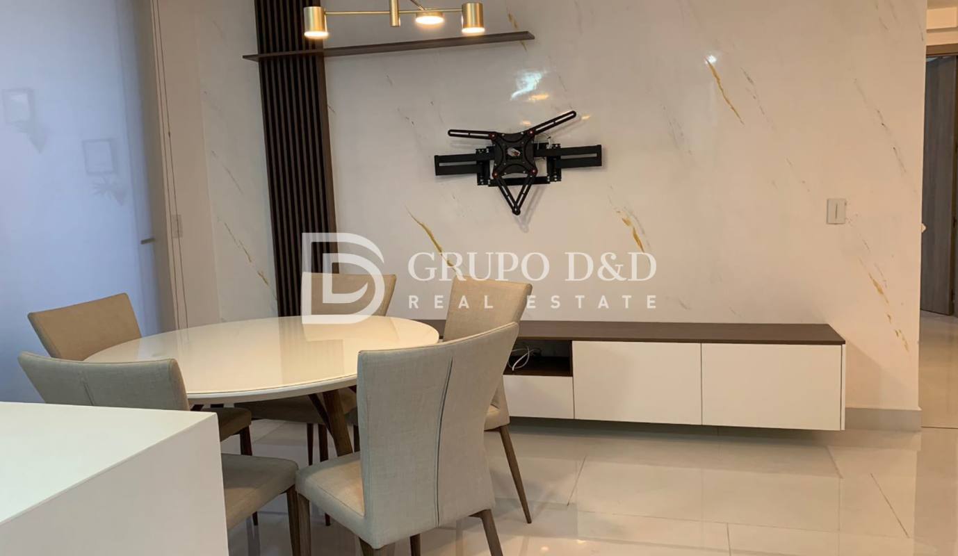 Bedroom closet with sliding doors modern design in Velure apartment Panama