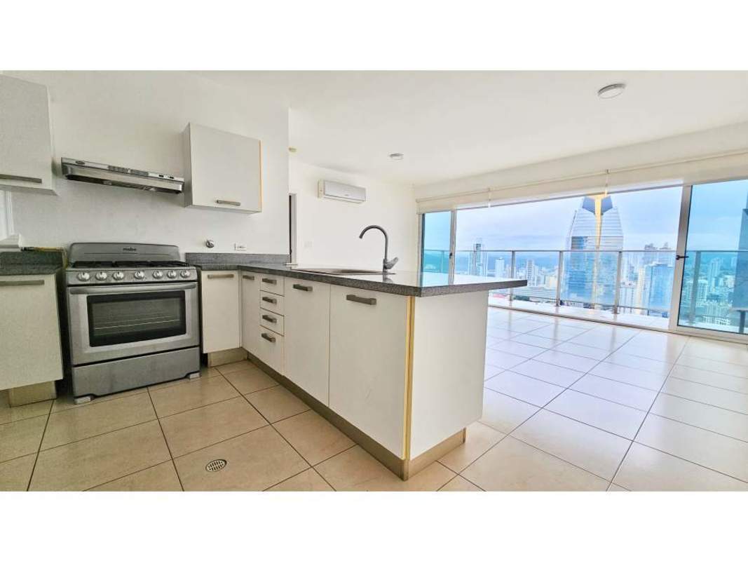 Sleek kitchen with granite countertops, stainless steel appliances, tile flooring in PH Waters on the Bay Panama