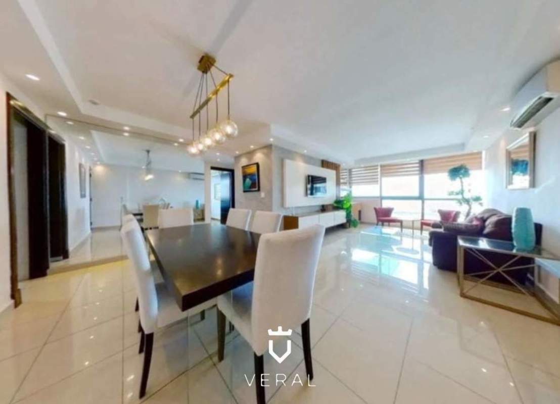 Open concept living dining with marble floors PH San Francisco Bay Panama City