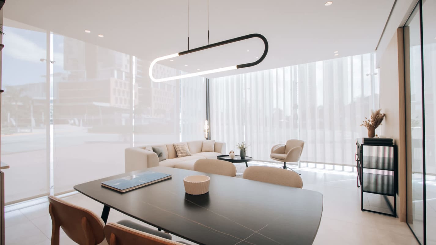 Minimalist kitchenette with dining area in Be Suites Costa del Este Panama