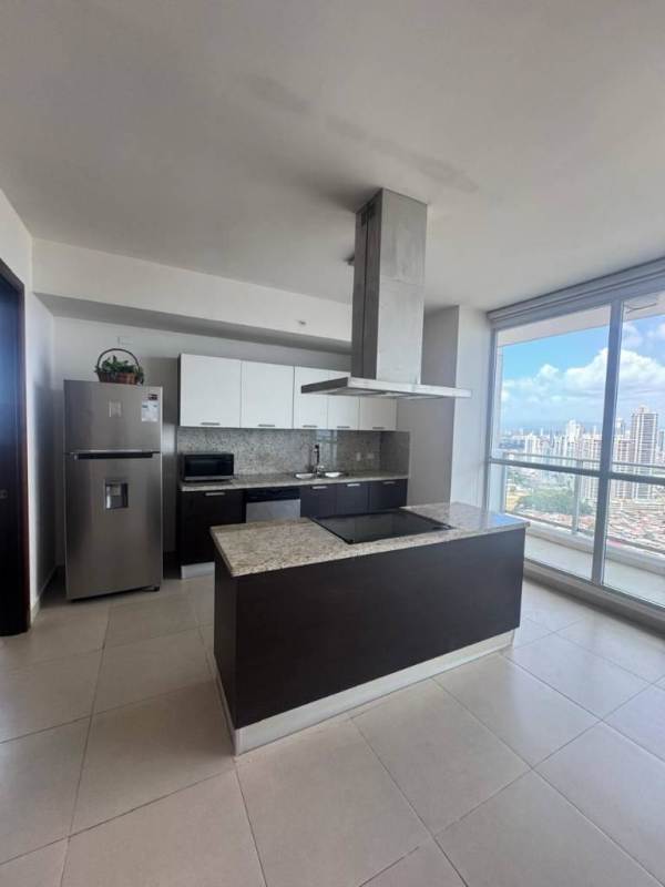 Contemporary kitchen with granite countertops, island, and stainless-steel appliances at PH Oceanaire Panama