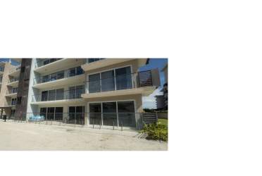 Contemporary open concept dining and living space neutral tones modern furnishings at Playa Caracol condo