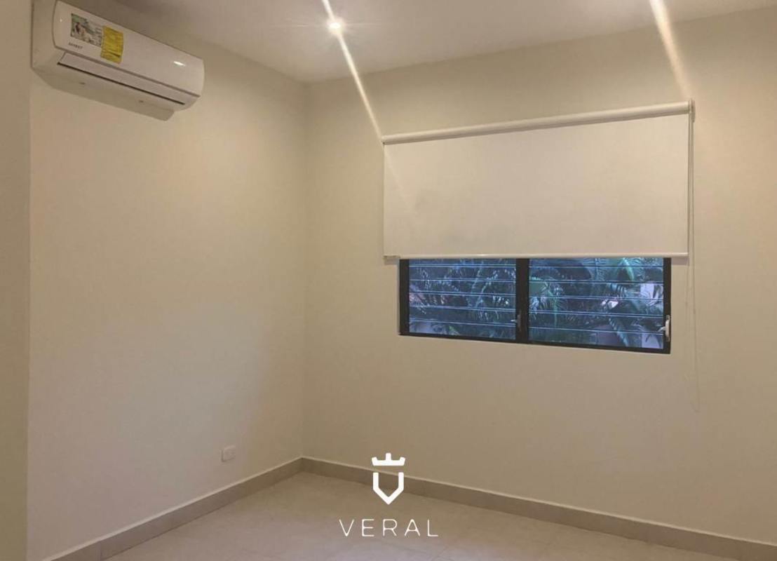 Contemporary bathroom with shower, vanity and mirror in duplex house Versalles Panama