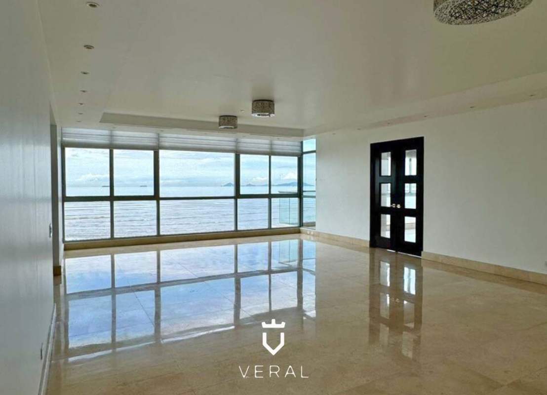 Spacious marble floored living room with panoramic ocean views PH Ten Tower Costa del Este Panama