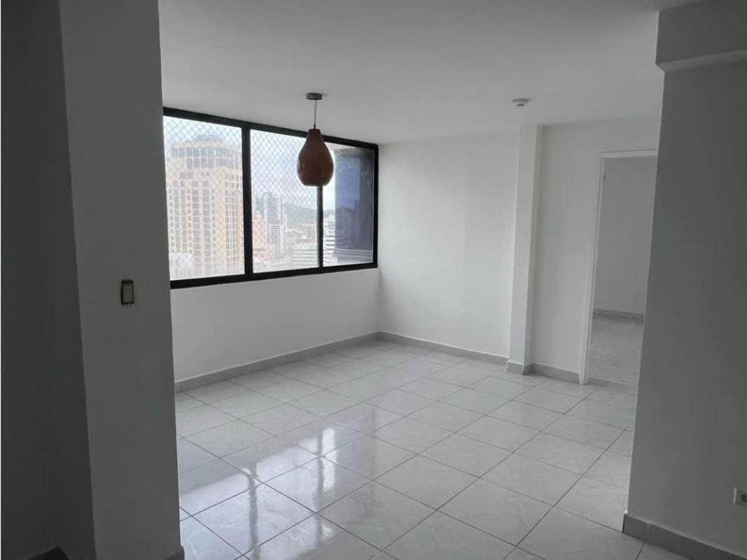 Empty master bedroom with hardwood flooring and built-in wardrobe in PH Torre Cosmo Obarrio Panama