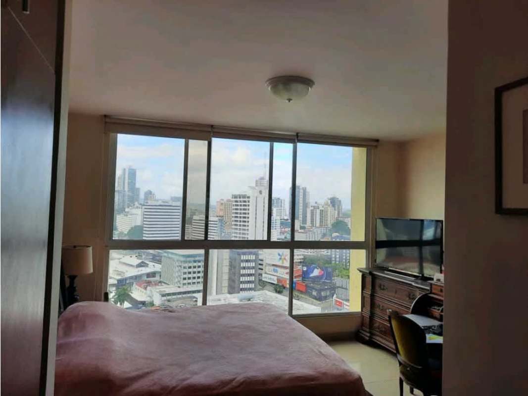 Panoramic skyline view daytime from apartment balcony PH Diana Tower Obarrio