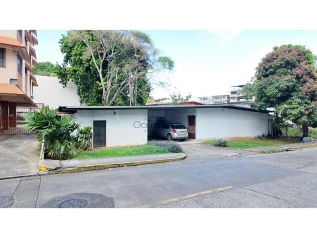 Flat land outlined for redevelopment in urban El Cangrejo district Panama City