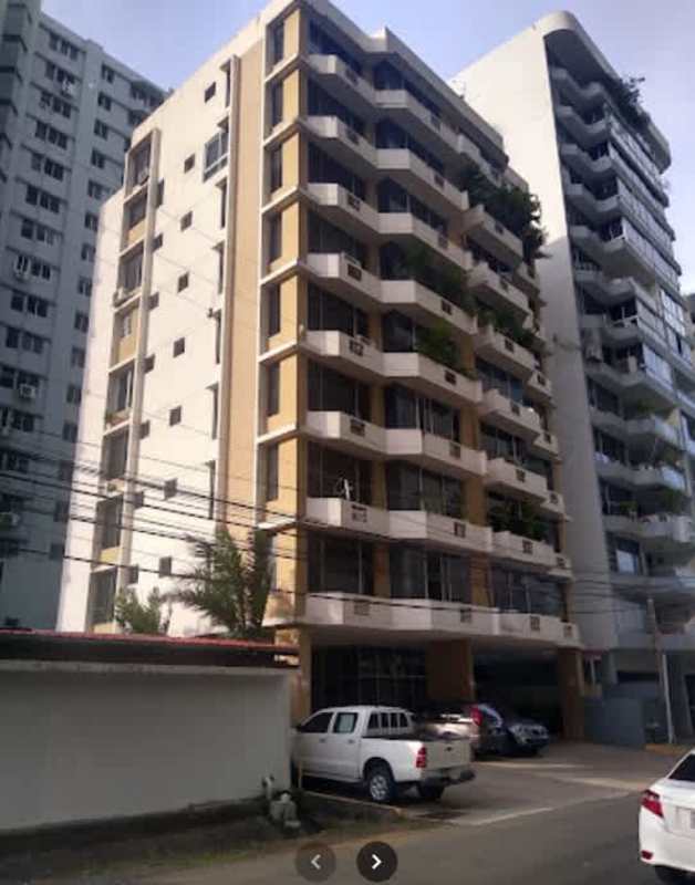Facade of PH Ocean View residential tower with balconies near Sheraton Hotel Panama City
